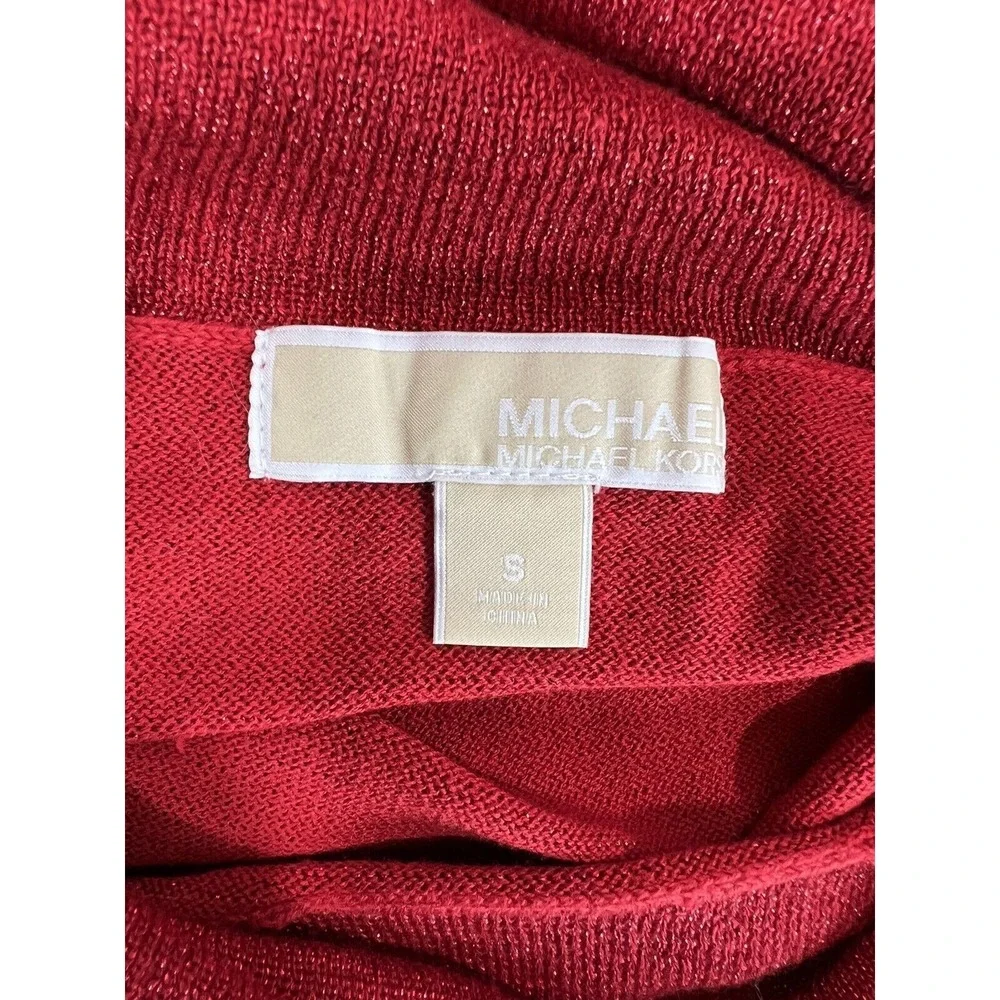 Michael Kors Metallic Crop Top Womens Small Red Glam Y2K Party Style Top